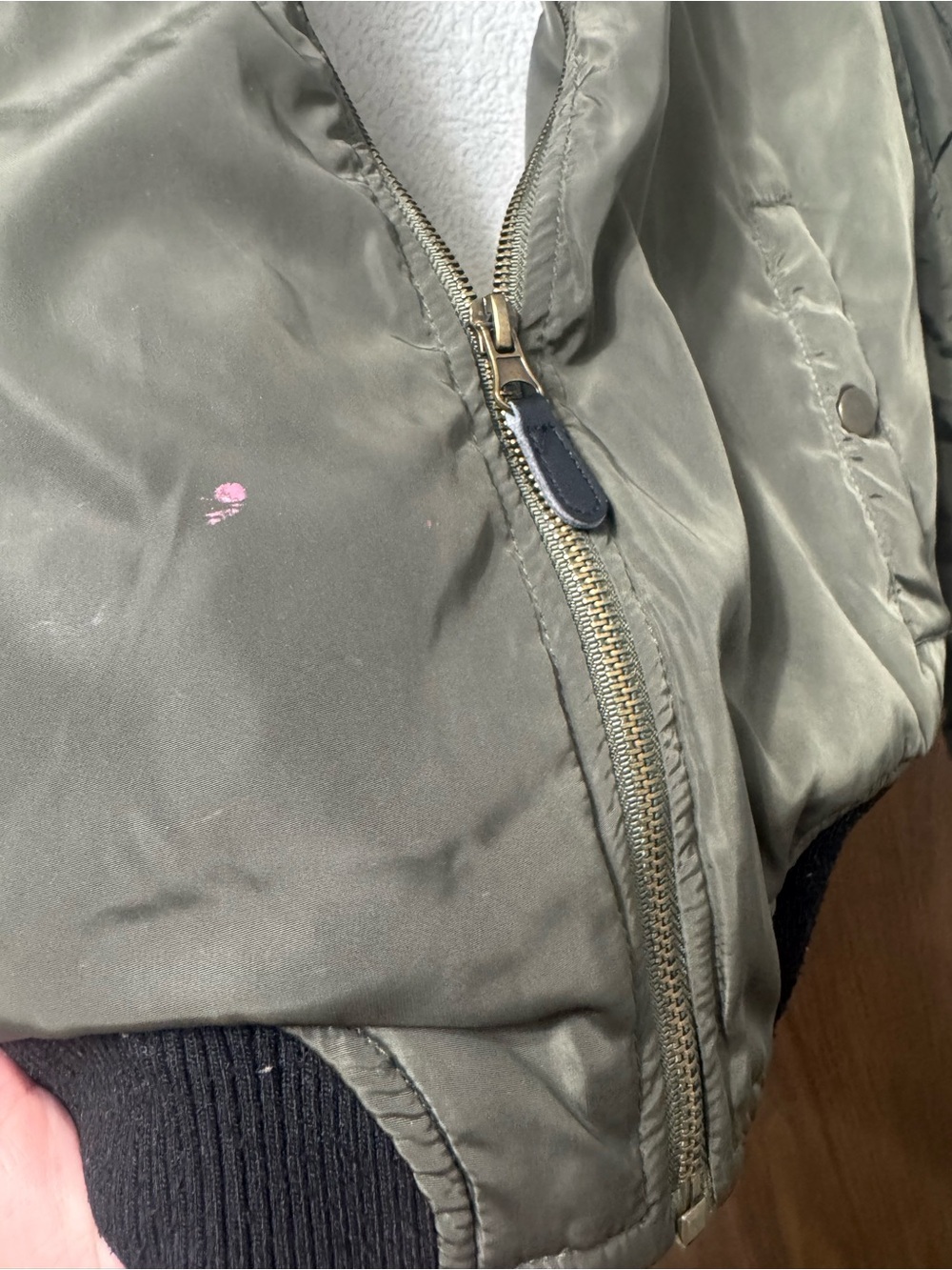 Olive Green Bomber Jacket with Patch Detail pockets size M - Picture 9 of 9